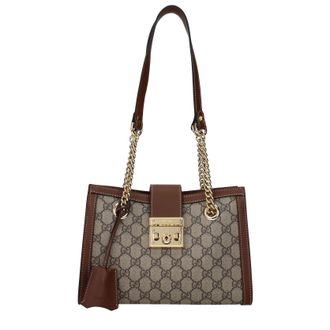 Gucci Donnas Borse a tracolla con lucchetto Tessuto Beige/Marrone