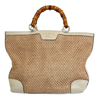 Gucci Straw Leather Tote Bag (Pre-Owned)