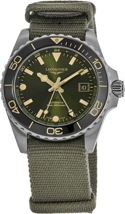 Longines HydroConquest GMT Green Dial Fabric Strap Mens Watch L3.790.4.06.2