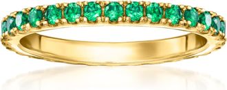 RS Pure by Ross-Simons Lab-Grown Emerald Eternity Band in 18kt Gold Over Sterling