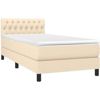 vidaXL Cama Box Spring Con Colch&oacute;n Tela Color Crema 90x200 Cm Vidaxl