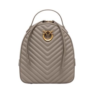 Pinko Love Click Classic Rugzak - Dames - Rugzakken - Grijs - ONE Size - Leer - Tassen