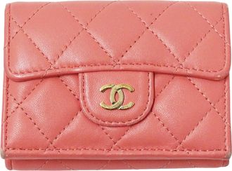 Chanel Pink Leather Wallet (Tri-Fold) (Pre-Owned)