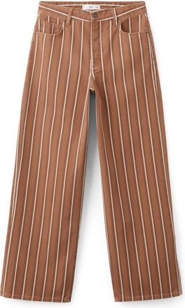 Mango Stripe Straight Leg Jeans in Medium Brown at Nordstrom, Size 10
