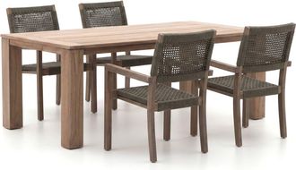 Rough Country Rustic Furniture ROUGH-Batang Rope/ROUGH-X 200cm dining tuinset 5-delig stapelbaar