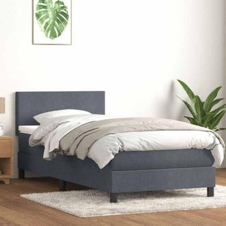 vidaXL Cama Box Spring Con Colch&oacute;n Terciopelo Gris Oscuro 90x210 Cm Vidaxl