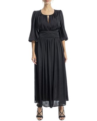 Max Studio Satin Elbow-Sleeve Maxi Dress