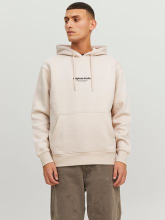 Jack & Jones Kapuzensweatshirt JACK & JONES JORVESTERBRO SWEAT HOOD NOOS, Herren, Gr. S, weiss (moonbeam), angeraute Sweatware, Obermaterial: 70% Baumwolle, 30% Po