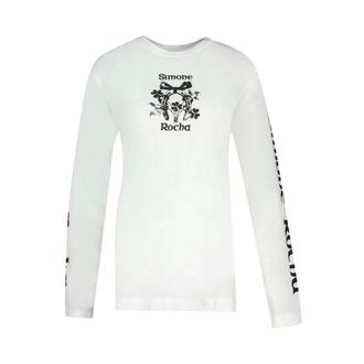 Simone Rocha Coming Up Roses T-Shirt - female - Simone Rocha - Long Sleeve T-Shirts - White - XS - Tops