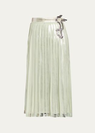 Maison Margiela Foil Finished Pleated Midi Skirt