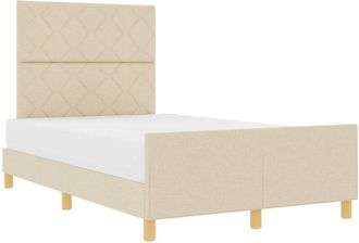 vidaXL Bed Frame with Headboard Cream 120 x 190 cm Fabric Vidaxl
