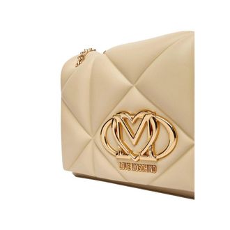Love Moschino Womens Quilted Faux Leather Shoulder Bag Beige Artificial