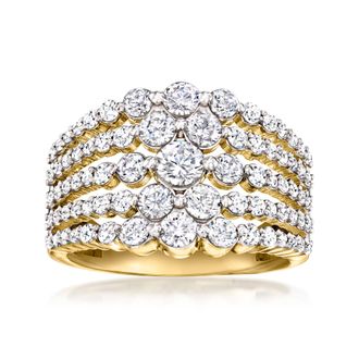 Ross-Simons CZ Multi-Row Ring in 18kt Gold Over Sterling