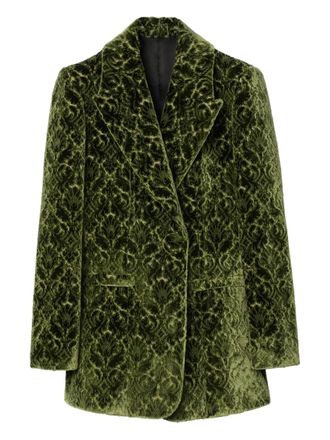 Burberry velvet-effect peak-lapel blazer - women - Velvet - 6 - Green