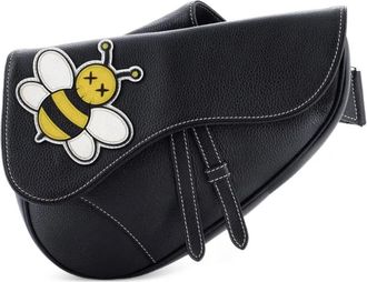 Dior KAWS Saddle Leather with Applique crossbody bag - Zwart
