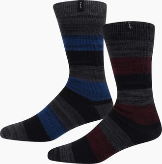 Lee Mens Birch 2 Pack Crew Socks - Black - Size: 9/9.5/10.5/10/11