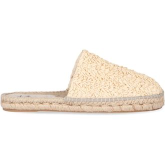 Manebì Schoenen, Dames, Beige, 40 EU, Raffia Ronde Neus Rubberen Muiltjes