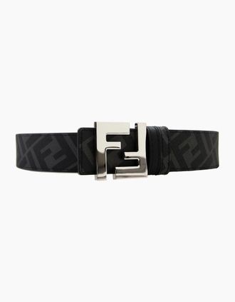 Fendi Mens Fendi Ff Squared Reversible Belt Nero+palladio - Black - Size: 110
