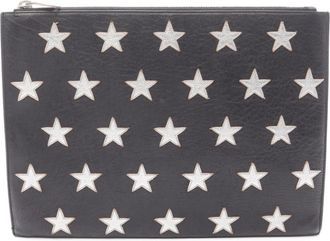 Saint Laurent Black Silver Leather Clutch Bag (Pre-Owned)