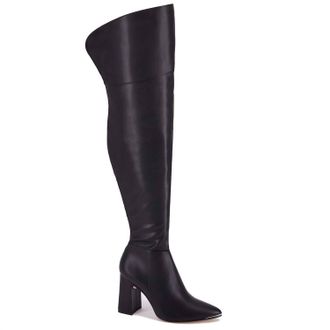 Andrea Womens Over The Knee Leatherette Boots In Black