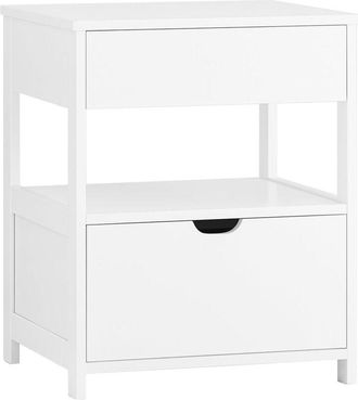 SoBuy SoBuy Comodino camera da letto con 2 cassetti Tavolino divano stretto Comodino Bianco 45x38x56 cm FRG258-II-W