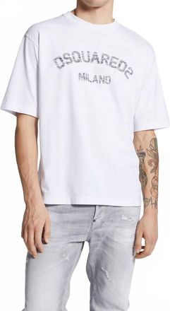 Dsquared2 Loose Fit Faded Milano Short Sleeve Tee In White