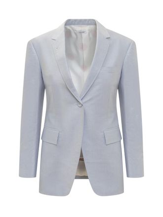 Thom Browne Blue Solid Notched Lapel Blazer