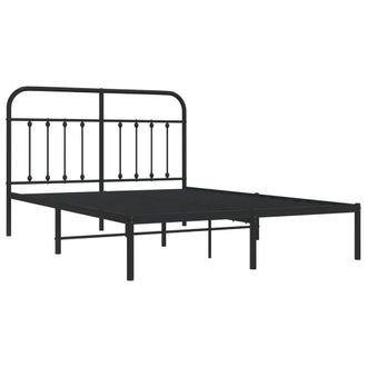 Berkfield Home Metal Bed Frame with Headboard Black 140x200 cm