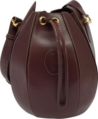 Cartier Must De Cartier Burgundy Leather Shoulder Bag (Pre-Owned)