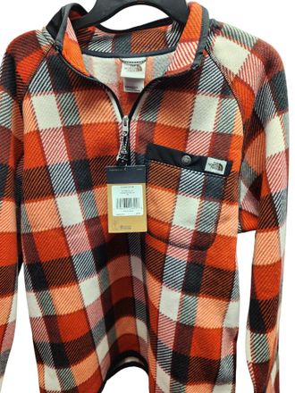 The North Face Print Gordon Lyons 1/4 Zip Jacket In Orange Plaid