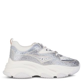 Steve Madden Womens Privy Trainer in Silver Coin - Size UK 8