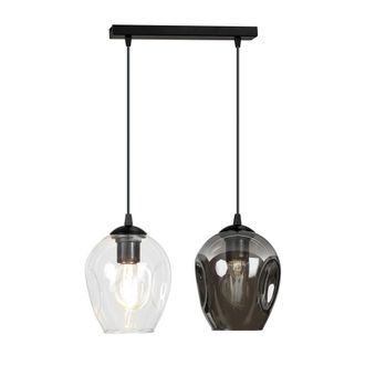 Wonderlamp Regleta de techo con 2 pantallas achatadas de cristal multicolor