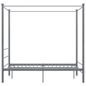 Berkfield Home Durable Canopy Bed Frame Grey Metal 120x200 cm | Size: Small Double