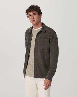 Vuori Clothing Beach Fleece Shirt Jacket | Dark Oregano Heather | Medium