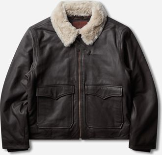 Wrangler Men s Blue Bell Regular Leather Aviator Jacket Chocolate Torte