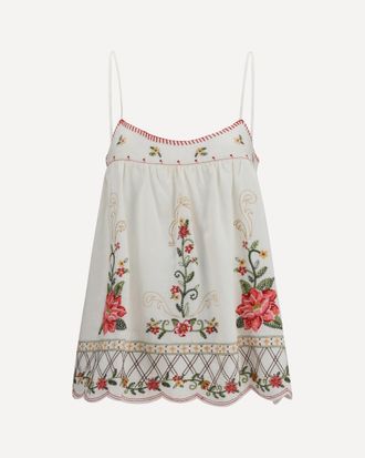 Farm Rio Floral embroidered Top Female XS