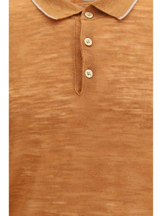 Brooksfield Mens Polo Shirt Linen Blend Brown T-shirts And Polos