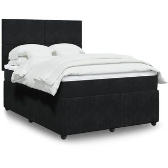 vidaXL Cama Box Spring Con Colch&oacute;n Terciopelo Negro 140x190 Cm Vidaxl