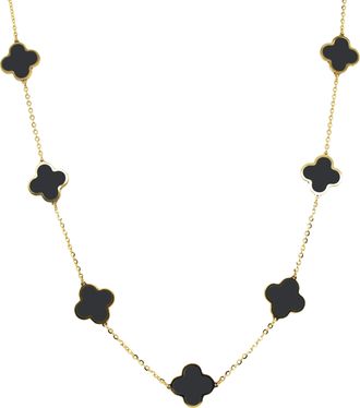 Italian Gold, Inc 14K Yellow Gold Big Clover Necklace- Onyx