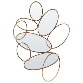 Beliani Espejo Decorativo De Pared Estilo Glamour Decoraci&oacute;n Colgante 113 X 77 Cm Dorado Decize