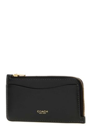 Coach Calf Card Case - Black