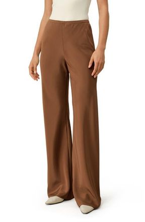 LilySilk Bias Cut Straight Leg Silk Pants in Espresso at Nordstrom, Size 10