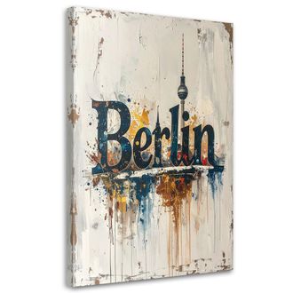 Feeby Cuadro Sobre Lienzo, Letras Tipogr&aacute;ficas De Berl&iacute;n Imitaci&oacute;n Pintura, 80x120