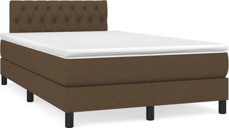 vidaXL Vidaxl - Cama Box Spring Con Colch&oacute;n Y Led Tela Marr&oacute;n Oscuro 120x190 Cm