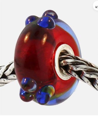 Trollbeads Womens Flower Bud Glass Bead Charm In Blue/ Red