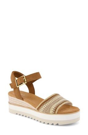 Toms Diana Platform Wedge Sandal in Dark Beige at Nordstrom, Size 6.5