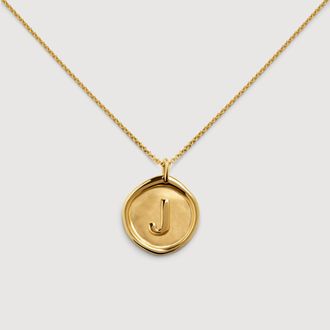 Monica Vinader Gold Initial J Stamp Chain Necklace