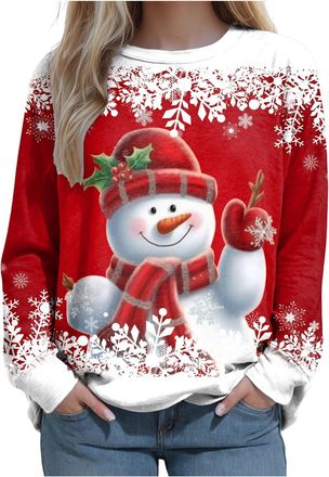 Generic Womens Christmas Jumper Funny Red Wine Glass Graphic Xmas Womens Jumpers Christmas Sweatshirt Shirts Funny Santa Claus Snowflake Reindeer Sweater for 