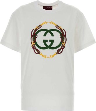 Gucci White Crew Neck Logo T-shirt
