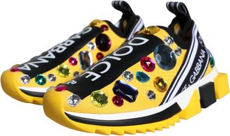 Dolce & Gabbana Yellow Sorrento Crystals Sneakers Womens Shoes